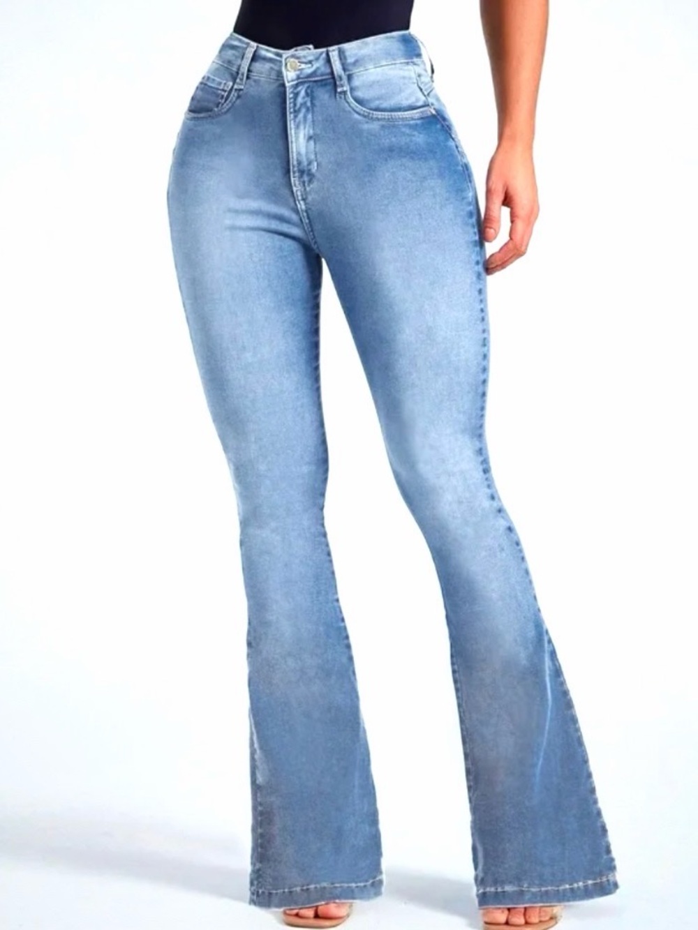 Light Blue High-Waist Flare Jeans